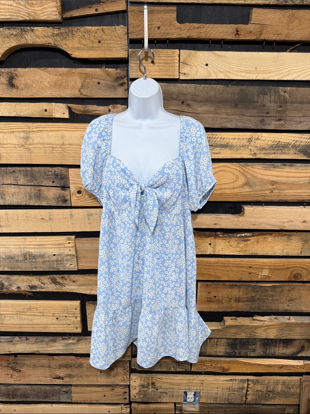 Speechless Ditsy Floral Puff Sleeve W/ Tie Front sweetheart neck Dress XXL NWT